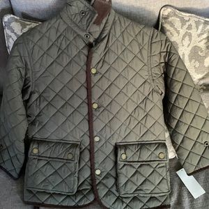 Olive green w brown piping,Polo by Ralph Lauren kids quilted jacket.